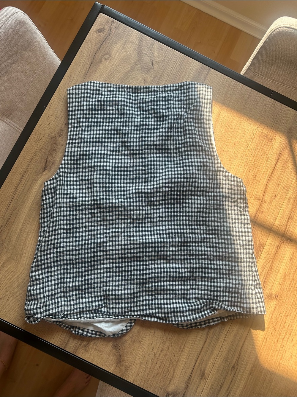 Reformation Addison Black & White Gingham Button-Front Sleeveless Top - Picture 3 of 8